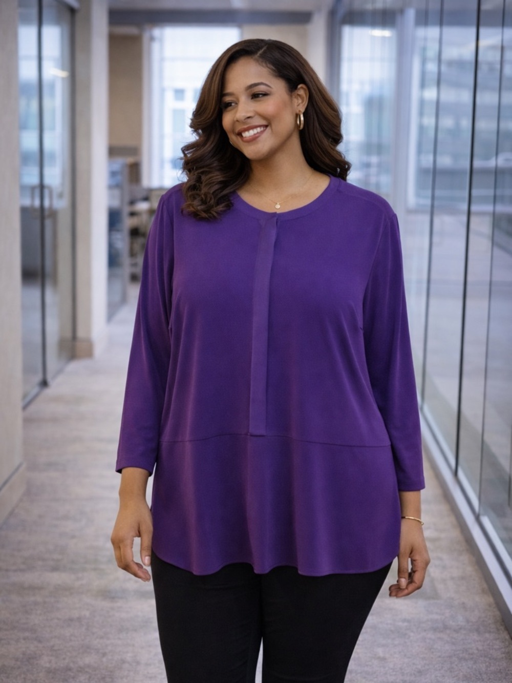 Lauren Ralph Lauren Purple Boxy Tunic Blouse